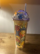 Disney Stitch Tumbler Straw Plastic Travel Blue yellow Pink 24 Oz