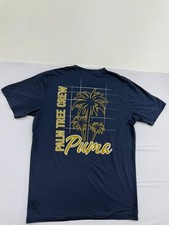 Puma Men's Golf Tee M Navy Palm Tree Crew Neck Short Sleeve Shirt 2022