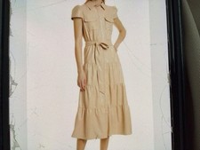 Alice + Olivia “Miranda” Tan Faux Leather Midi Snap Close Short Dress Sz. 8 $465