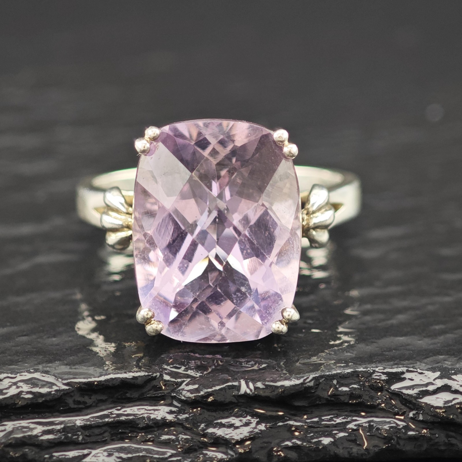 Amethyst Statement Ring Large Square Cut Sterling… - image 3