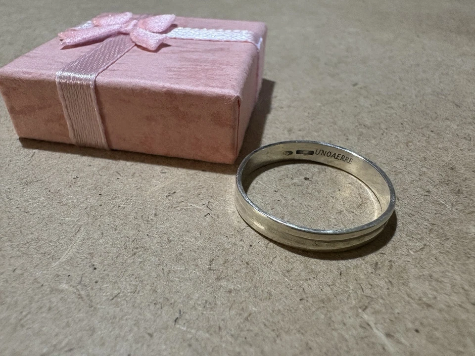 Anello Fascia Fedina Solco Centrale UNOAERRE Italy Argento 925 2.1GR 20.7MM - Immagine 2 di 3