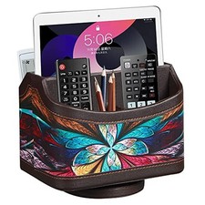 360 Rotating Remote Control Holder, PU Leather TV Remote Caddy, Pen Holder