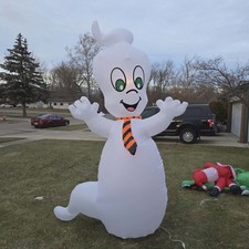 HALLOWEEN INFLATABLE GHOST 9 FT. ANIMATED LIGHTS UP HEAD SPINS NEW OPEN BOX