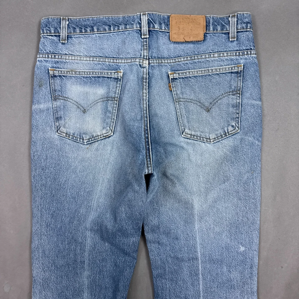 Vintage Levis 517 Jeans Men 36x29 Blue 90s Orange Tab Bootcut Made USA Tag38x30 - Image 4 of 4