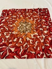Vintage Silk Scarf: Vibrant Autumn Leaf Pattern - square 32"