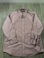 Kirkland Signature Dress Shirt Mens 16.5 32/33 Red Stripe Non Iron LS Cotton
