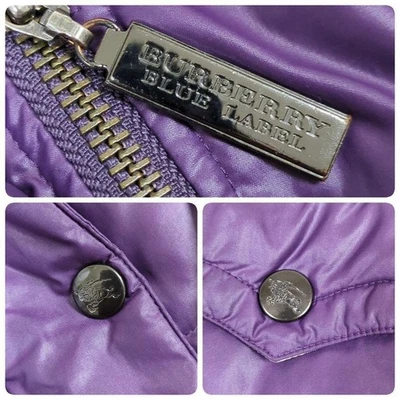 Burberry Blue Label Down Jacket Raccoon Fur Nova Check Hood