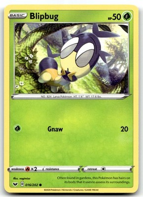 Blipbug 016/202 SWSH01: Sword & Shield Base Set Common Normal Pokemon TCG NM