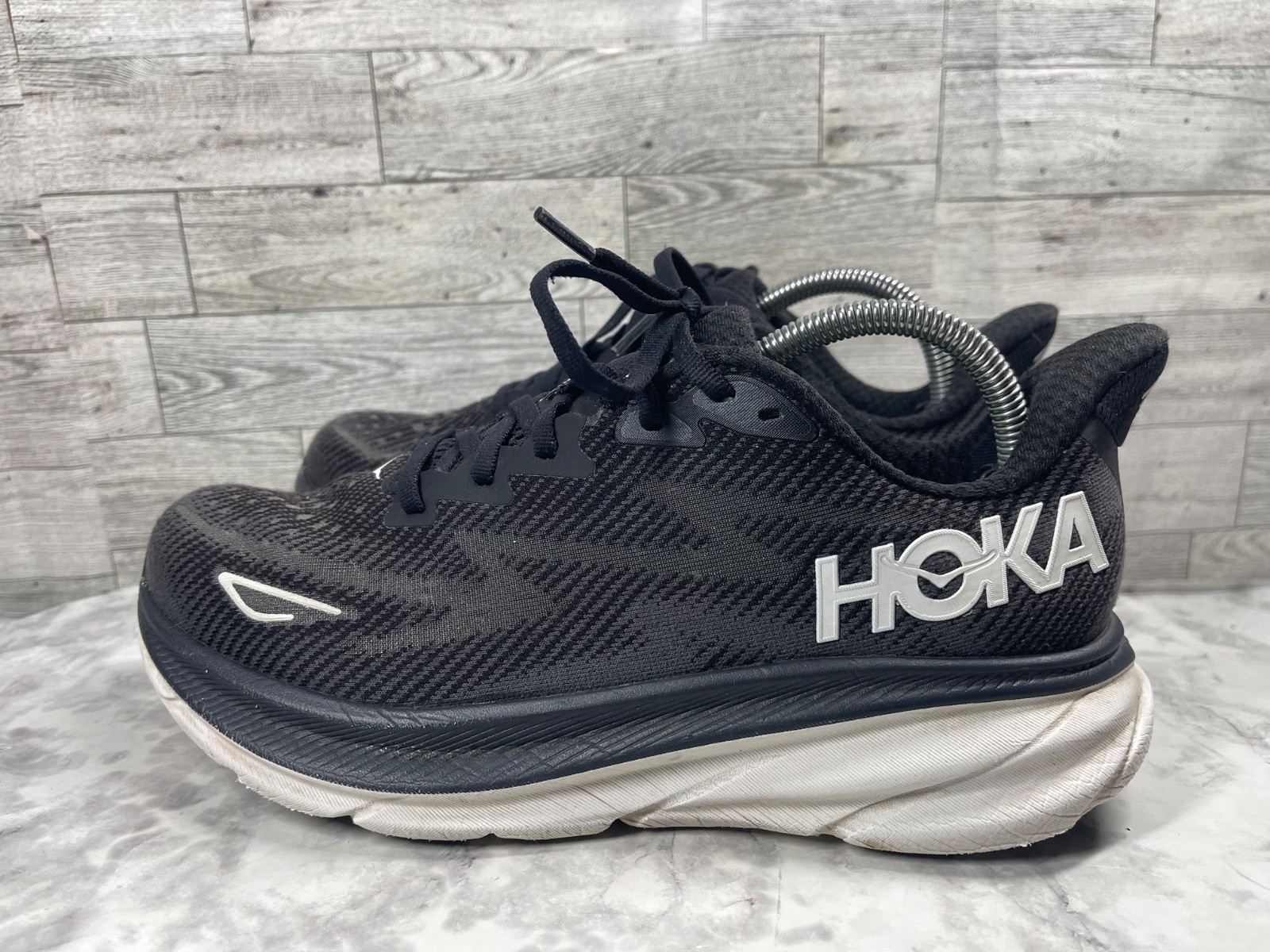 Hoka One One Clifton 10 Sneakers Women 9D Wide Running Shoes Black Trainers thumbnail 8