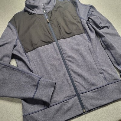 Lululemon Mens Post Session Full Zip Jacket Blue Heathered Mock Neck Size M