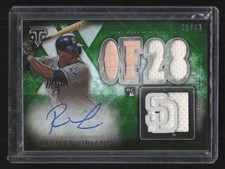 2015 Topps Triple Threads #109 Rymer Liriano Emerald AUTO GU RELIC RC #/50