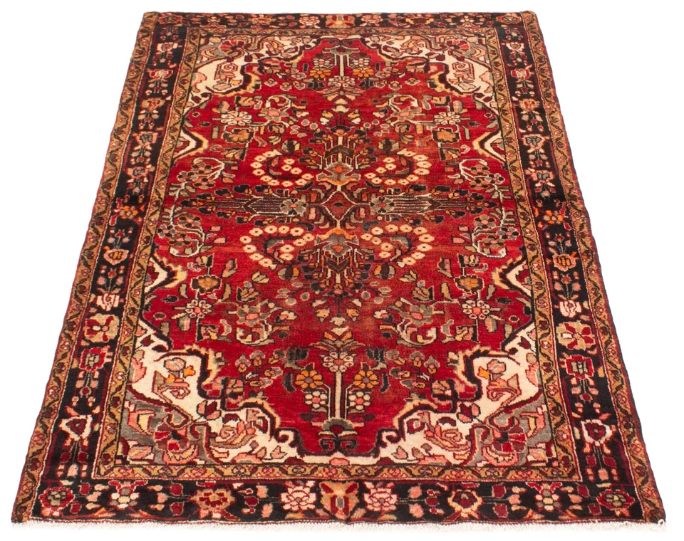 Tapete de área tradicional vintage oriental feito à mão 4'7" x 7'5" lã - Imagem 3 de 4