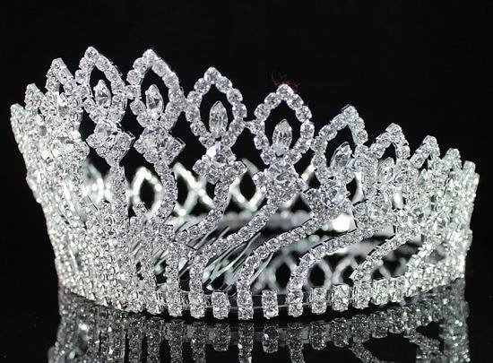 FLORAL CORONA COMPLETA TRANSPARENTE AUSTRIACO ESTRÁS CRISTAL TIARA CONCURSO GRADUACIÓN LG T1406 Foto 3 de 4