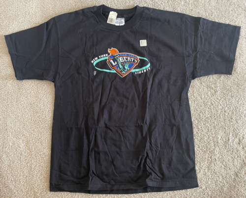 Vtg New York Liberty Champion T-Shirt New NWT Men's Large L Black Basketball NOS - Picture 1 of 7