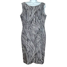 Black Label Evan Picone Black White Swirl Sleeveless Sheath Dress Size 10