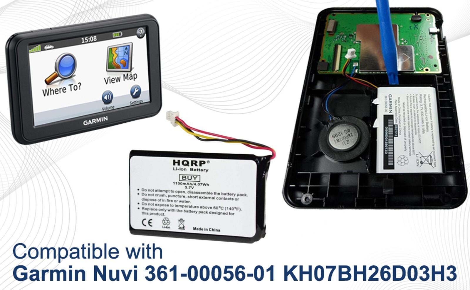 HQRP Battery for Garmin Nuvi 30 30LM, 40 40LM, 42 42LM, 44 44LM, 50 50LM GPS eBay