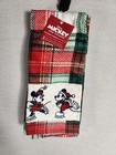 St Nicholas Disney 2 Mickey Minnie Mouse Skating Kitchen Plaid Towels Christmas