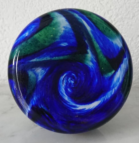 Jarrón de flores de Murano Carlo Moretti jarrón de vidrio jarrón de vidrio opalino verde azul blanco años 60 - Imagen 11 de 12