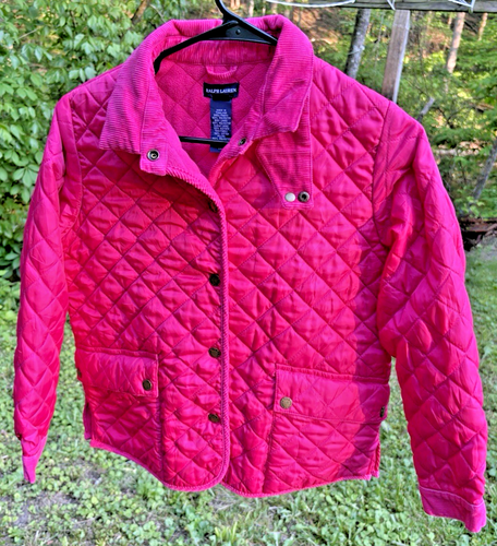 Polo Ralph Lauren Quilted Padded Pink Barn Jacket Coat Girls Size Large 12/14 - Picture 2 of 11