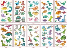 10 X Kids Dinosaur Temporary Waterproof Tattoos Stickers Removable US (B)