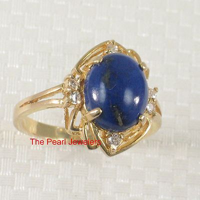 14K Yellow Gold Blue Lapis & Diamond Ring