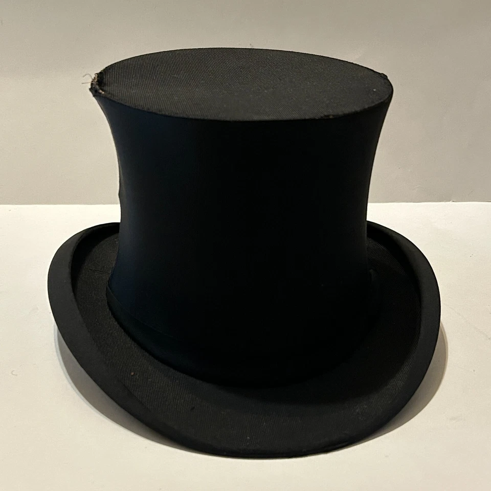 Sombrero de copa victoriano vintage de seda negro Knox New York Davenport IA 6 3/4 pequeño Foto 4 de 4