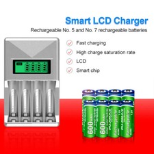 LCD Smart Rapid AA- AAA Battery Charger 4 Slots