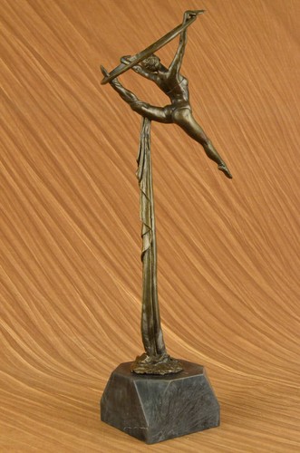 23 " Grand Dancer Gymnaste Bronze Massif Figurine Statue Déco 5.2 KG Sculpture - Photo 6 sur 12