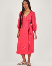 Monsoon RRP£150 Tammy embellished wrap midi dress Size 12 Peach Pink