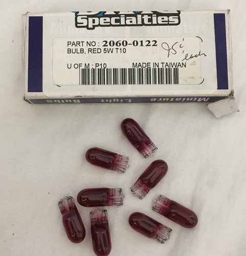 Qty 8 Drag Specialties Single Red 5w Marker Light Wedge Bulb for Harley Davidson - Picture 2 of 4