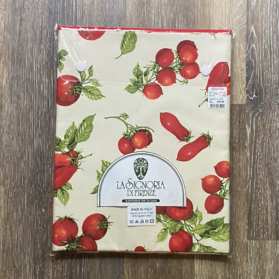 La Signoria di Firenze Tablecloth Tomatoes 70'' x 108'' Italy Made Egyptian Cotton
