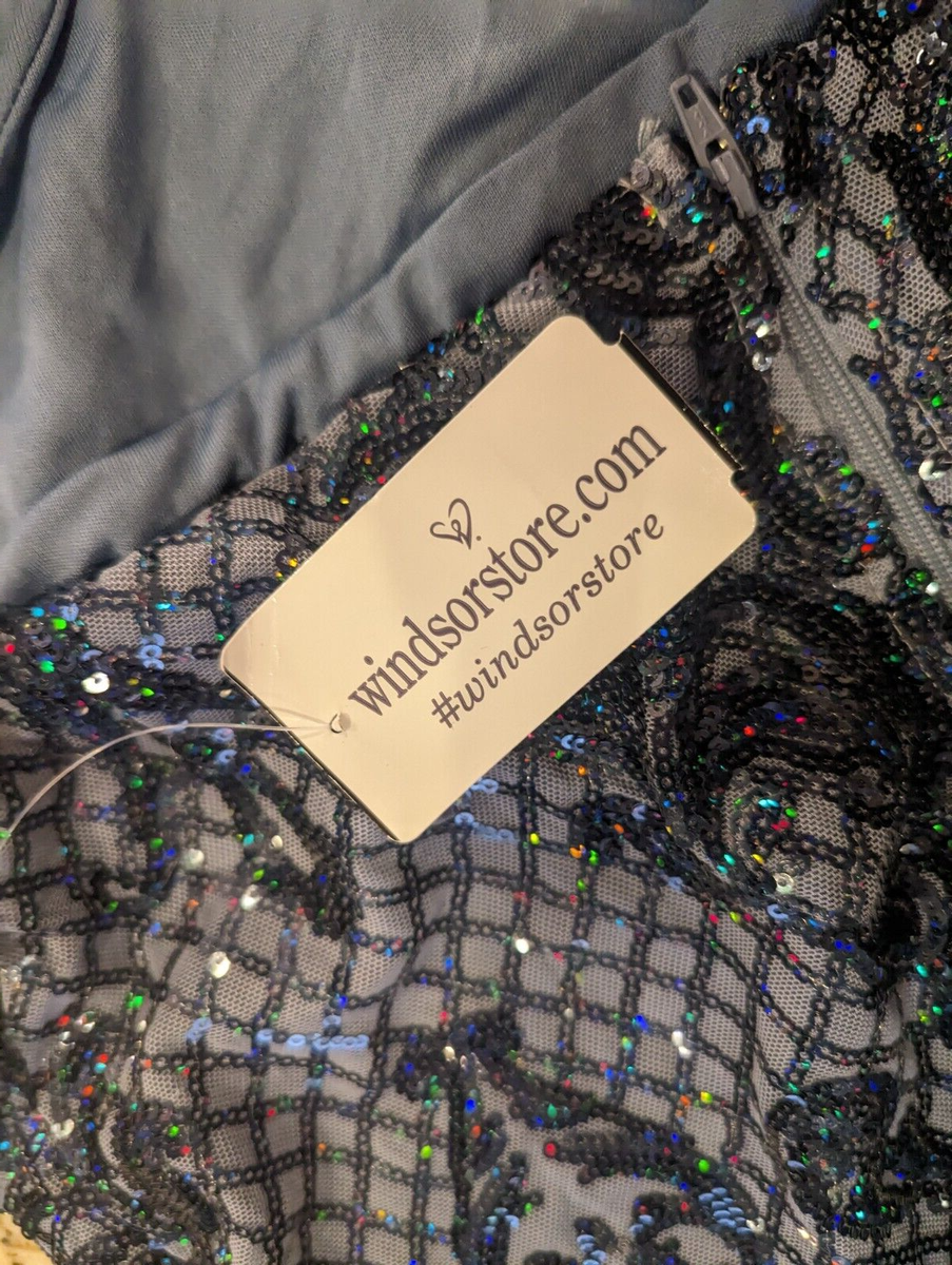 Windsor Taisia Formal Sequin Scroll Dress Blue size L Retails $109.90 | eBay