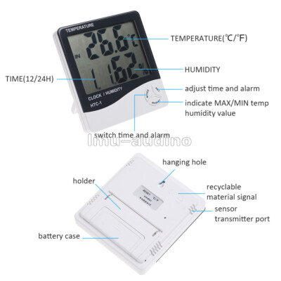 HTC-1 Thermometer Hygrometer Weather Station Temperature Humidity Desk Clock NEW
