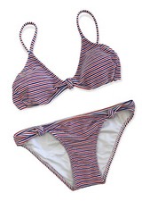 XHILARATION STRIPED RED, WHITE, BLUE BIKINI.. Size L
