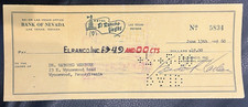El Rancho Vegas  Check To Dr Raymond Werther Renowned Dentist Signed 1960