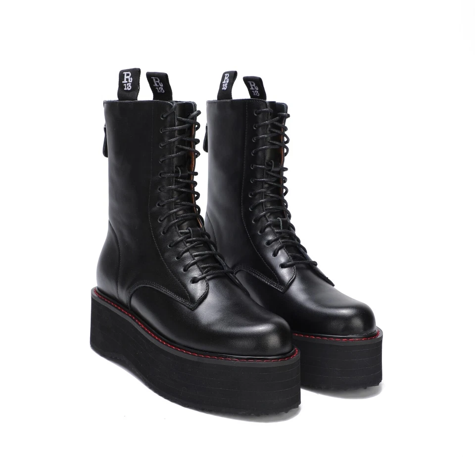 R13 Women's Boots Thick-soled Lace-up, with Zipper Women's Boots Genuine Leather - Image 2 of 4
