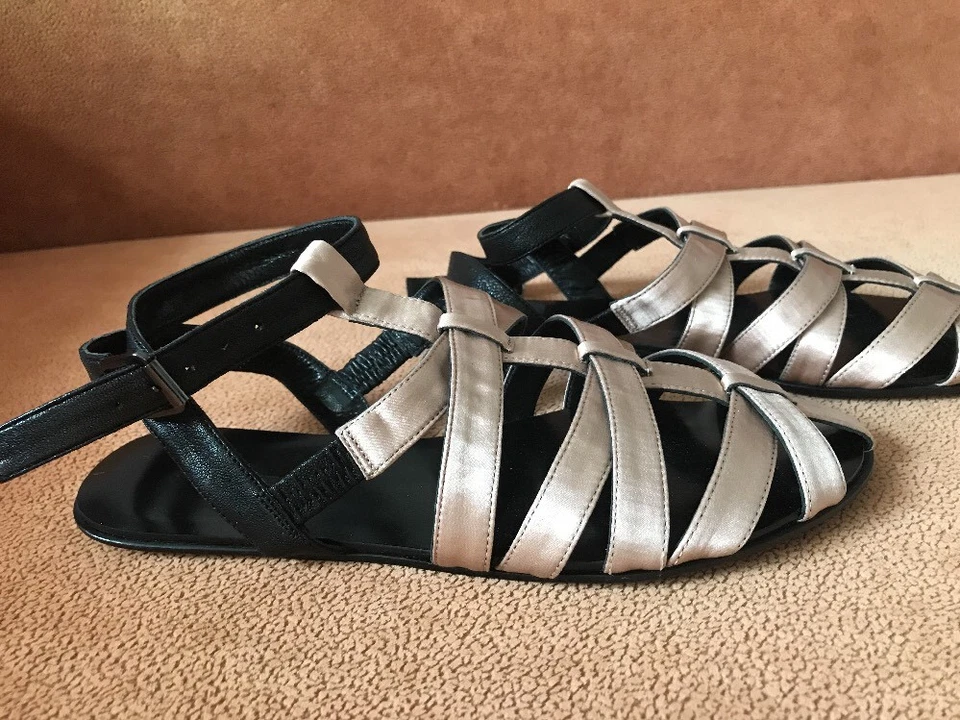 Nuevas Sandalias KATHRYN AMBERLEIGH Rosa Satén/Cuero Artesanales Talla 61/2M Foto 2 de 4