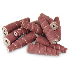 3/8" x 1.5" x 1/8" Aluminum Oxide Abrasive Cartridge Roll, Full Taper - 10 Pack