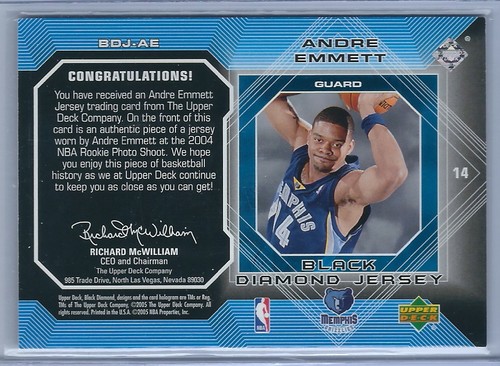 Baloncesto Black Diamond Andre Emmett Black Diamond Grizzlies Jsy 2004-2005 radiocontrol - Imagen 2 de 2