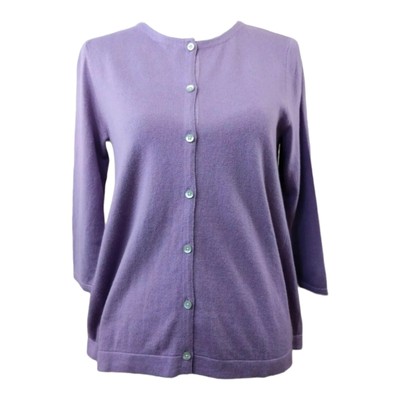 J Jill  Cardigan Sweater Purple Womens XS A-line Swing Button Button Down