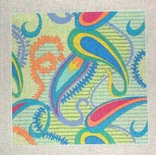 WK D230 Paisley Square HP Hand Painted Needlepoint Canvas