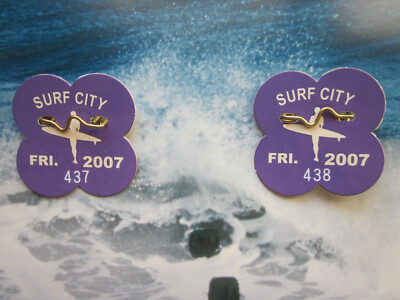 2007 SURF CITY NEW JERSEY DAILY BEACH BADGES/TAGS 18 YEARS OLD