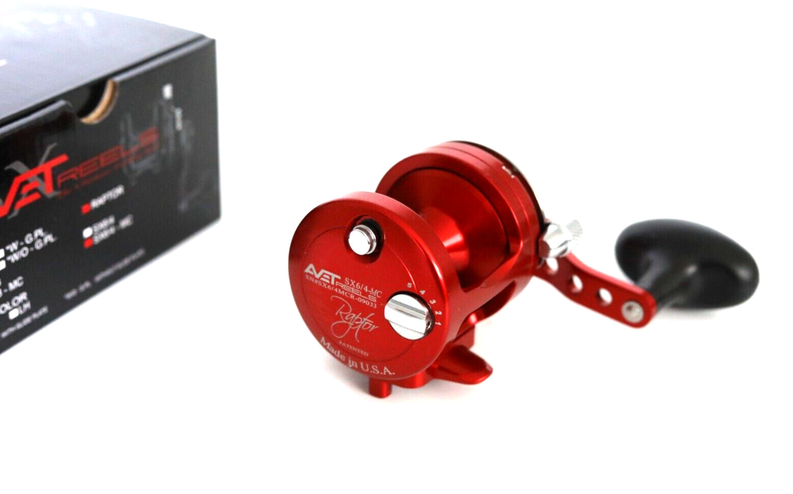 Avet RAPTOR SX6/4 MC 2-Speed Lever Drag Casting Reel MC Cast RED - Right Hand