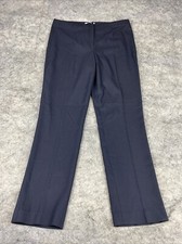 Elie Tahari Women  s Size 8 Navy Zigzag Straight Leg Stretch Dress Pants Girlboss