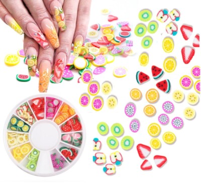 3D Nail Art Decoration Fruit Slices Shape Fimo Rhinestones UV Gel Builder Tips