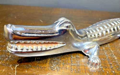 Rare Vintage Original Alligator Chrome Hood Ornament Metal Rat Rod Accessory 15" - Picture 5 of 12