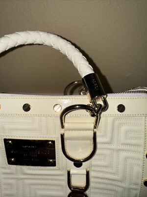 Authentic Gianni Versace Ivory Quilted Patent Leather “Snap