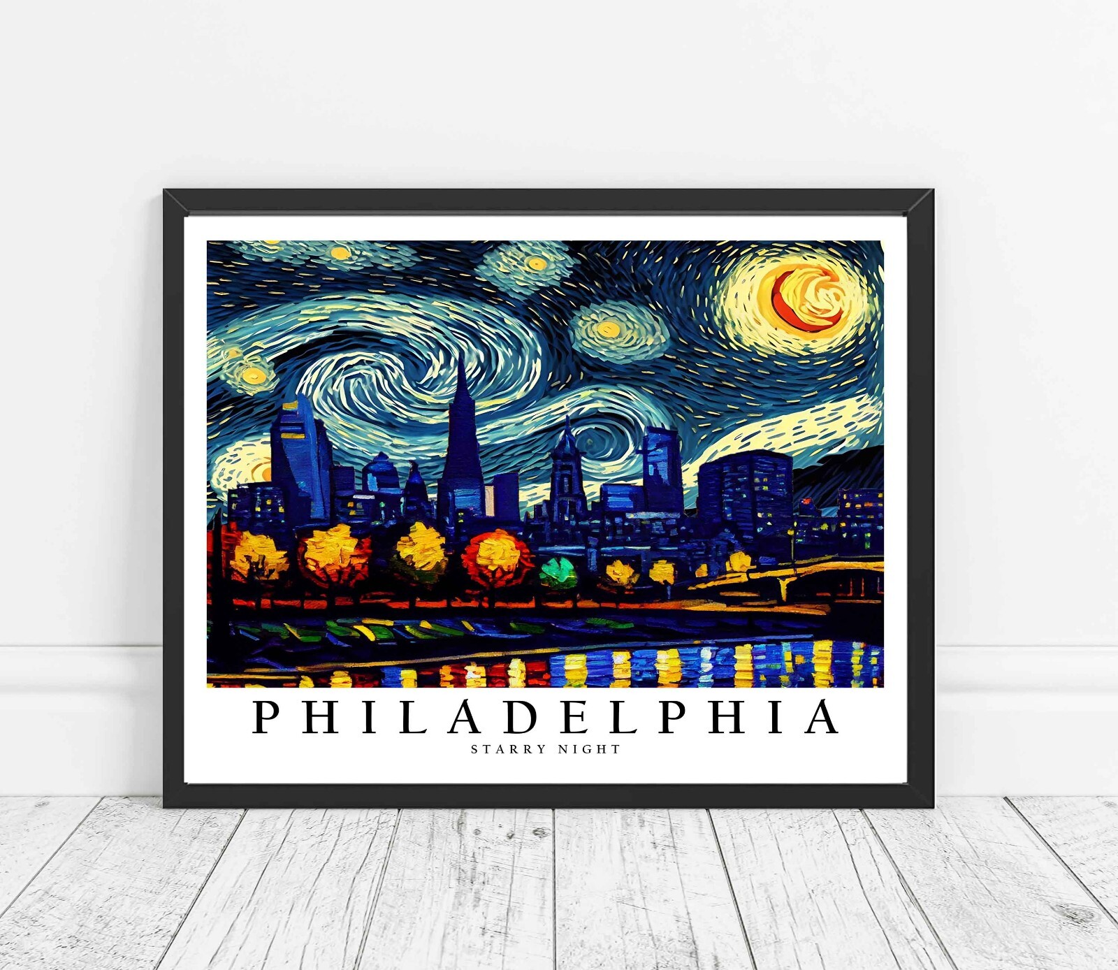 Philadelphia City Starry Night Photo Art Print Poster Wall Art Painting