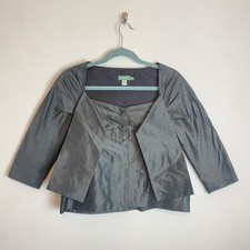 Hoss Intropia Anthropologie 38 10 Black Short Ribbon Front Crop Jacket Smart