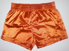 MEN'S WIDE WAISTBAND ORANGE SATIN BOXER SHORTS SIZE LARGE